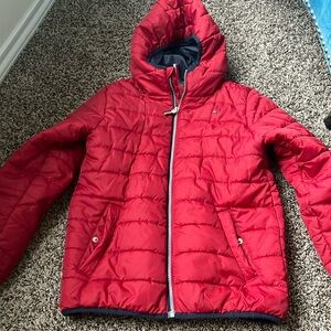 Tommy Hilfiger rain resistant jacket with hood.  Size small (8)
